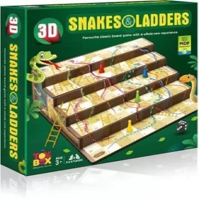 venimall 3D Snakes & Ladders Board Game Toy Play Kids Adults Snake and Ladder Board Board Game Accessories Board Game