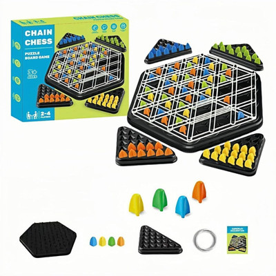 QBOND Triangle Chain Chess Game Set, Strategy Board Games, Famliy Board Game Board Game Accessories