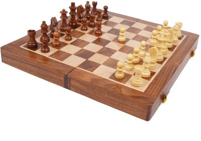 Naayaab Craft Professional Luxury Foldable Wooden Chess with 32 Pieces, Travel Portable Set Strategy & War Games Board Game