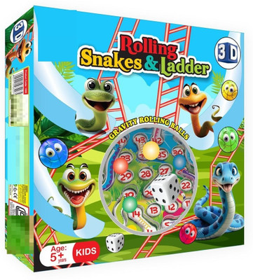 zokato 3d Rolling Snakes & Ladders with Sliding Ball Concept Board Game Accessories