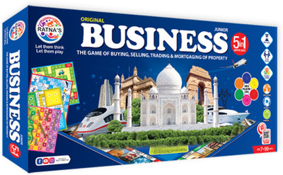 RATNA'S Business 5 in 1 with Coin, Enhace Property dealing skills (1231 Blue) Party & Fun Board Game