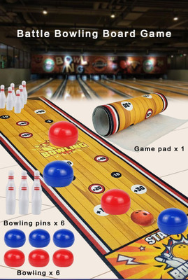 JOYCY Tabletop Bowling Game Set–Indoor Bowling Carpet– Portable Family Game (29x100cm) Party & Fun Board Game
