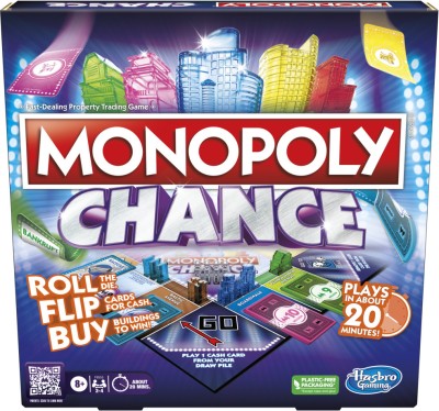 Monopoly Chance Board Game for Adults and Kids | Fast-Paced Family Party Game | Ages 8+ Money & Assets Board Game