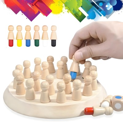 Toybot Wooden Memory Match Stick Chess Brain Training Montessori Game Set For Kids Educational Board Games