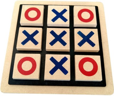 Mannat Wooden Tic Tac Toe Portable Game for Kids and Adults Strategy & War Board Game