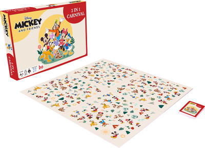 DISNEY 3 In Carnival Board & Card Game Mickey and Friends Party & Fun Board Game