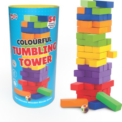 Little Berry Jenga Blocks Colourful Tumbling Tower Game for Kids & Adults, Wooden Blocks Game Educational Board Games Board Game