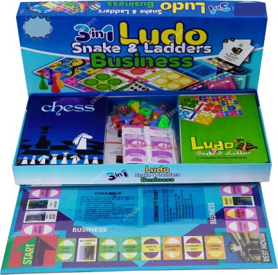 BitFeex 3 in 1 Ludo snake & Ladders Business Board Game Set for Kids - Multicolor Board Game Accessories