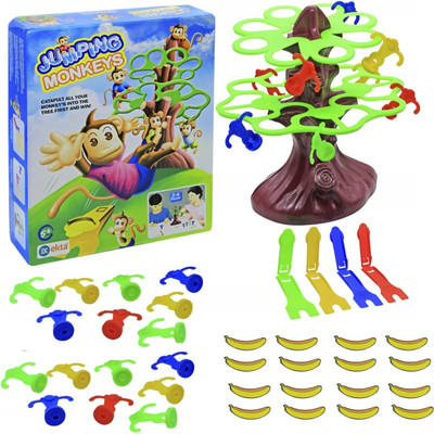 BKDT Marketing Jumping Monkeys Game Includes 2 half tree,circle of leaves,16 monkey,16 bananas Board Game Accessories