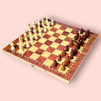 K.D Tinytots 32 Wooden Chess Coins | Folding Magnetic Chess Board for Kids Party & Fun Board Game