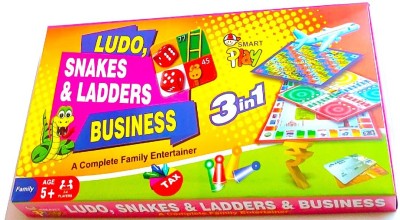 PETERS PENCE 3 in 1 LSB Board Game Ludo, Snakes & Ladders and Business MEDIUM 12 INCHES BOARD Party & Fun Games Board Game