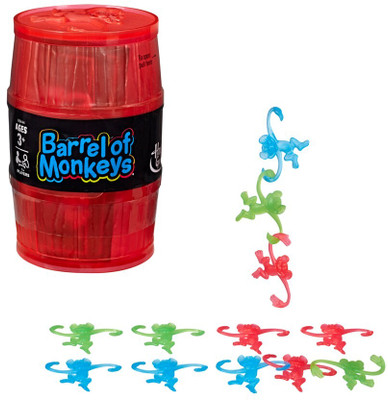 HASBRO GAMING Barrel of Monkeys Neon Pop Game Monkey Chain Game for Kids Ages 3 and Up Party & Fun Board Game