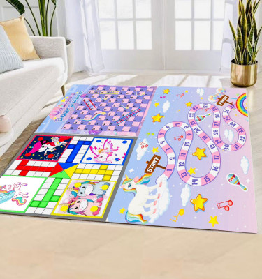 Muren 3 in 1 Ludo, Snake Ladder and Runway Printed Mat 5 X 5 Feet 4 Inch Dice & Tokens Party & Fun Board Game