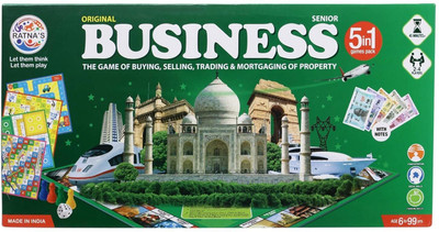 DHRUVINE Business 5 in 1 Family Strategy Property Trading Board Game Money & Assets Board Game