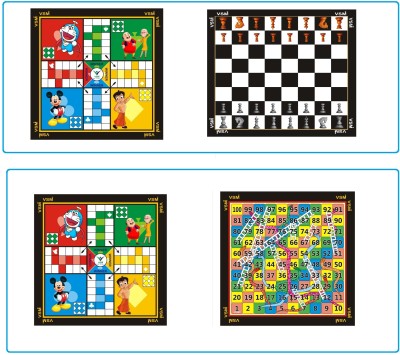 VSM LUDO + SNAKE LADDER AND LUDO + CHESS Combo With 2 Set of Ludo coins 1 Chess coin Party & Fun Games Board Game