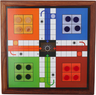 Shriji Crafts Wooden classic 2 in 1 Magnetic Ludo snakes and ladders set Travel Strategy & War Board Game