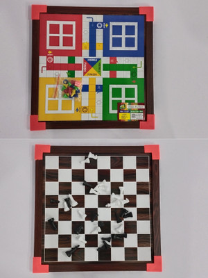 Fast Rush chess board with ludo board game. 2 in 1 game combo (frame 12X12) Board Game Accessories