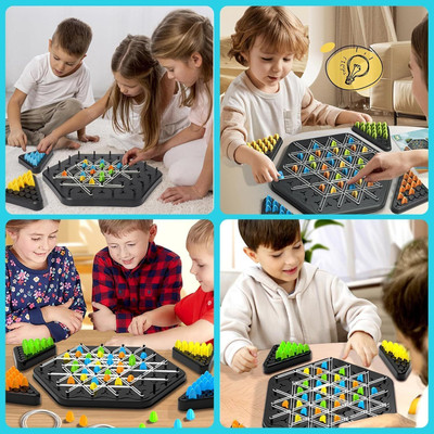 PRATYANG Triangle Chess Game, Strategy Board Games for Kids, Rubber Band Game P66 Board Game Accessories