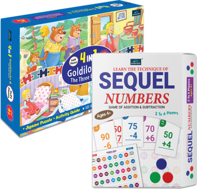 BOOKFORD Sequel Numbers Board Game + 4-in-1 Goldilocks Puzzle – Fun Learning for Kids! Educational Board Games BOOKFORD Sequel Numbers Board Game + 4-in-1 Goldilocks Puzzle – Fun Learning for Kids! Educational Board Games