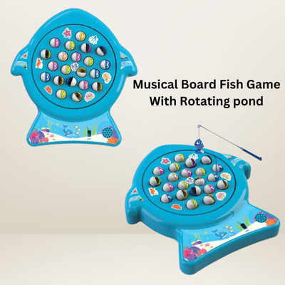 Glenston Musical Fishing Game|Board Fish Game with Rotating Pond,21 Fishes Party & Fun Board Game