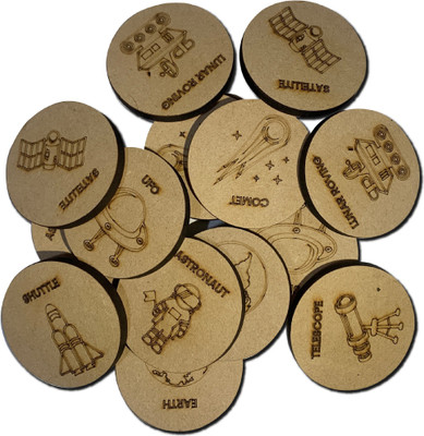 Minileaves Wooden Memory Card Game for Kids | Space Exploration Puzzle Set with Wooden Box Board Game Accessories