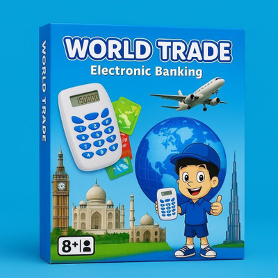 Kidzkollection World Trade Game for Kids|Electronic Banking|Swipe Machine Money & Board Game Board Game Accessories