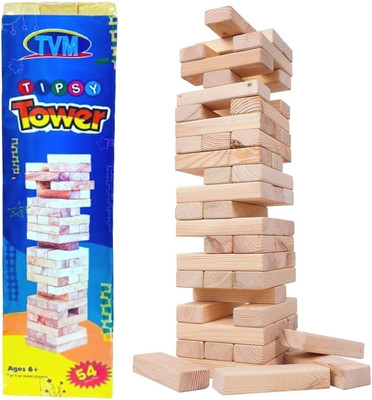 Dreamads Tipsy tower wooden game for kids, Jenga, Block games, 54 ps block games for kids(Beige)