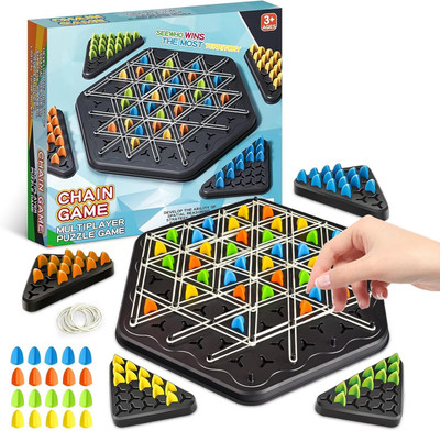 CARTSPACE Triangle Game with Rubber Band Large Chain Triangle Chess Game Board Game Accessories