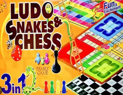 Shivalik Enterprises Ludo Snakes and Chess 3 in 1 Board Game Strategy & War Board Game