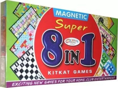 K.D Tinytots New Games Special Style Magnetic 8 in 1 Ludo Chess Football Indian Party & Fun Board Game