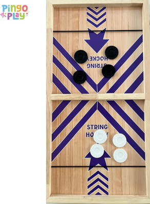 Pingo Play Premium Wooden String Hockey Game, Fast Sling Puck Board Game for Kids & Family Air Hockey Board Game