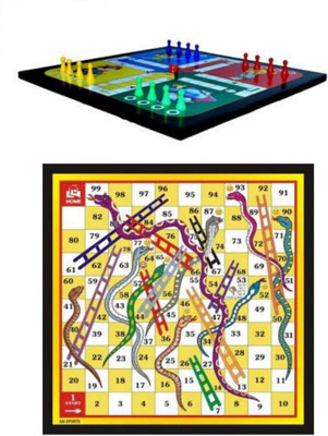 A S wooden Ludo + Snake & Ladders 2 in 1 Combo With One Set Of Plastic Ludo coin & Dice board Game Party & Fun Game Board Game Accessories