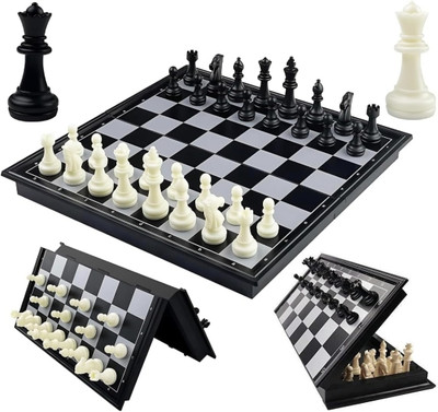 Zenex store Magnetic Educational Chess Board Set with Folding Chess Board 2 Plyaers Travel Board Game Accessories