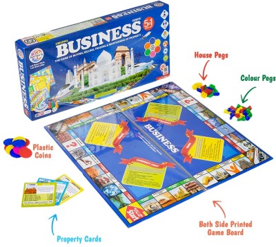 BKDT Marketing Business India Board Game 5 In 1 Game n Ludo, Snakes Ladder, Car Race, Cricket Educational Board Games