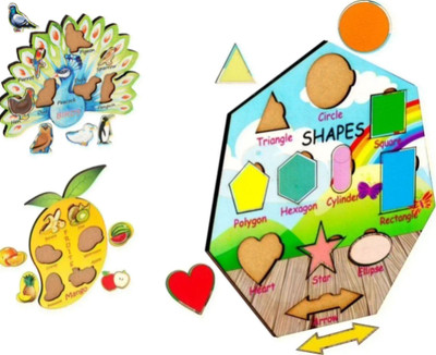 ToyDor Toys For Kids Early Learning Educational Puzzle Blocks -BIRD FRUIT SHAPES(Multicolor)