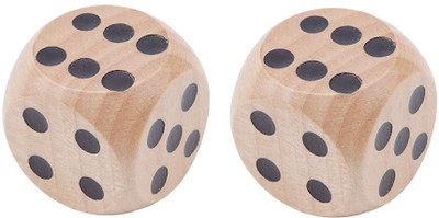 MOREL 2 PCS Wooden Big DICE 3CM with Black Color Dots for Playing Snake & Ladder Ludo. Board Game Accessories