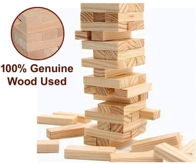 aarwomic Jenga Master 48-Piece Wooden [Tumbling Tower] [Brown] Educational Board Games