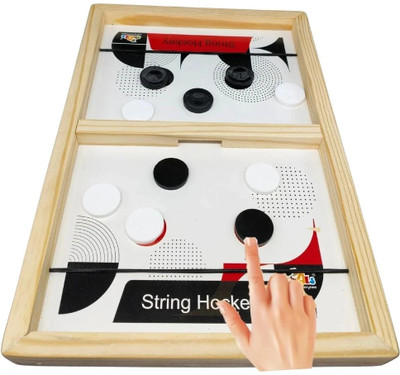 BKDT Marketing Wooden String Hockey Board Game - Fastest Finger First Sling Puck Board Game Board Game Accessories