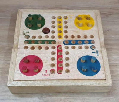 Shriji Crafts Handmade Wooden Ludo Travel Board Game for Kids and Adults - 8x8x2 Inches Party & Fun Games Board Game