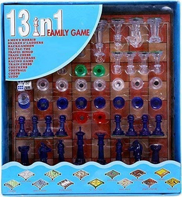 Kp Enterprise 13 in 1 Family All People Magnetic Board Game Including Chess, Snakes-Ladders Party & Fun Board Game