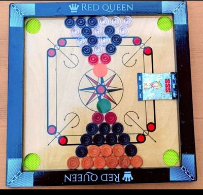 Red Queen Carrom with Ludo and snake 4 cm Carrom Board(Multicolor)
