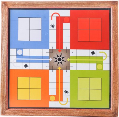 Shriji Crafts Handmade Classic Wooden 2 in 1 Ludo Magnetic Snakes and Ladders for Kids Party & Fun Games Board Game