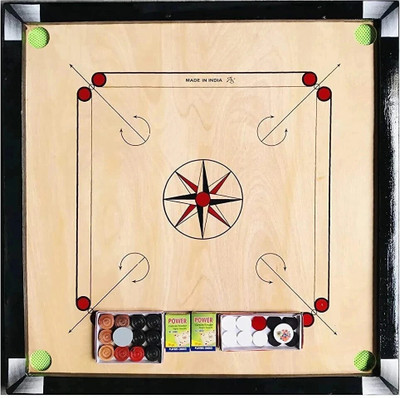 wWAR Full Size 32x32 Inches Premium Product with 2 Set Coins, Strikers and Powder 81 cm Carrom Board(Black, Brown)