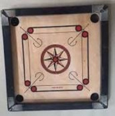 HouseOfCommon 20 inch Medium size with wooden coins and striker (black) Carrom Board 56 cm Carrom Board(Black)