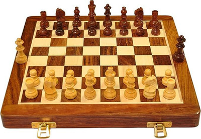 VANMAYA Wooden Handmade Foldable Magnetic Chess Board Set (12X12Inches) 30.48 cm Chess Board(Brown)