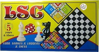 JANMESH ENTERPRISES 3 in 1 Lsc Board Game (Ludo,Snakes & Ladders & Chess) 20 cm Chess Board(Multicolor)