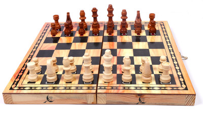 Koel Wooden Folding Chess Set with Wooden Chess Pieces 30 cm Chess Board(Grey)