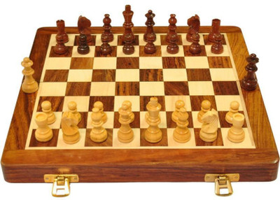 unique handicraft Wooden Handmade Foldable Magnetic Chess Board Set Wooden with Magnetic 0.1 cm Chess Board(Brown)