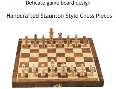 TFS Wooden Hand Crafted Foldable Chessboard Game(Non Magnetic) 14inch 6 cm Chess Board(Brown)