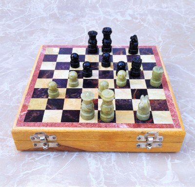 Pooja Creation Marble handicrafts Playing Chess Board Games 10 inch / 25 cm Chess Board(White)
